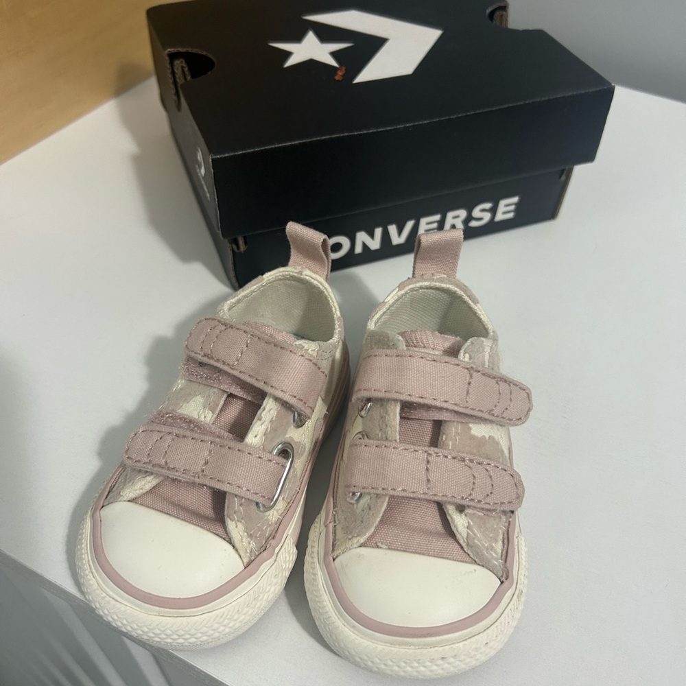 Converse Pink and White Velcro Sneakers